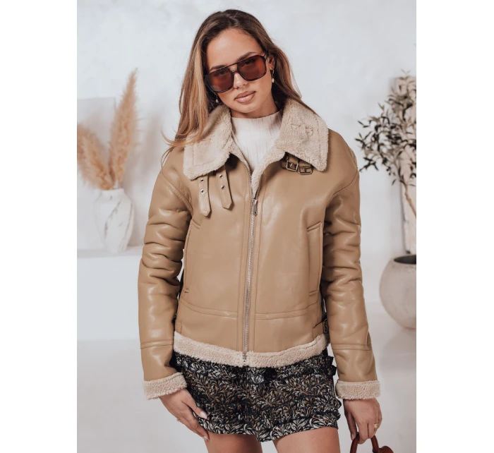 Dámská kožená bunda s ovčí kůží khaki Dstreet model 21982039 - FashionStreet