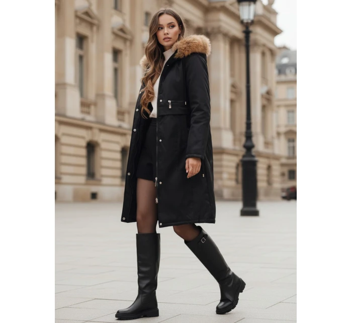 Dámská zimní bunda parka s kožešinou černá FashionStreet TY5110