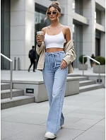 Dámské džíny s vysokým pasem a širokými nohavicemi modré FashionStreet UY2941