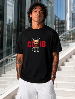Tshirt męski oversize z nadrukiem bawełniany czarny model 22216178 - FashionStreet