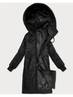 Černá jednoduchá plus size bunda s ozdobným prošíváním S'West (B8395-1)