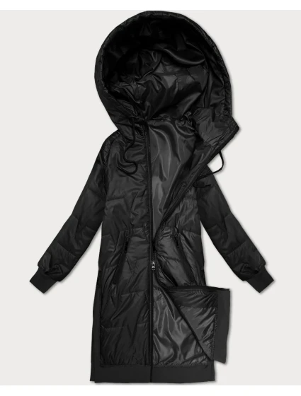 Černá jednoduchá plus size bunda s ozdobným prošíváním S'West (B8395-1)