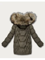 Dámská zimní bunda v barvě khaki s kapucí Goodlookin (KK60564)