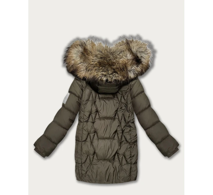 Dámská zimní bunda v barvě khaki s kapucí Goodlookin (KK60564)