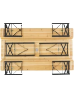 PIKNIKOVÝ BAROVÝ SET DŘEVĚNÝ STŮL A 2 LAVICE SE SKLOPNÝMI OPĚRADLY