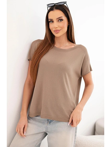 Dámská viskózová oversize halenka s krátkým rukávem a kulatým výstřihem fango