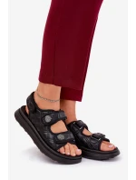 Dámské sandály s ozdobnými detaily na suchý zip černé model 21687995 - Boto Dámské sandály s ozdobnými detaily na suchý zip černé model 21687995 - Boto