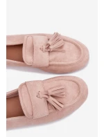 Dámské mokasíny ploché s třásněmi světle růžové model 21919034 - Boto