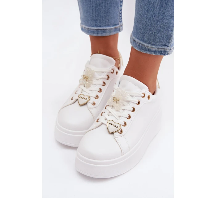 Dámské tenisky na platformě s přívěsky Medvěd Srdce Selorissa Dámské tenisky na platformě s přívěsky Medvěd Srdce Selorissa