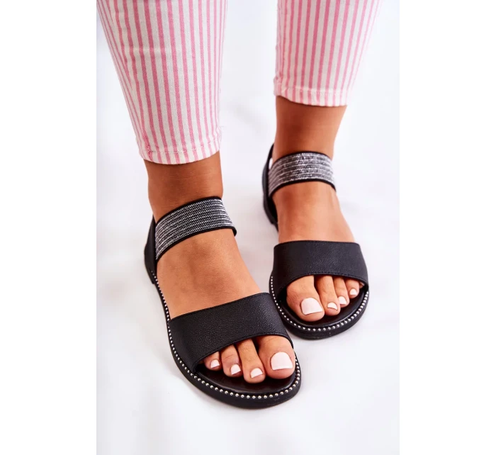 Klasický kožené sandály s cvočky Černá Shelly Klasický kožené sandály s cvočky Černá Shelly