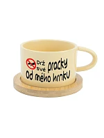 DRŽ SVÉ PRACKY OD MÉHO HRNKU - žlutý hrníček makronka 200 ml DRŽ SVÉ PRACKY OD MÉHO HRNKU - žlutý hrníček makronka 200 ml
