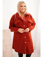 Dámský kabát Plus Size s vlnou ART0286 rudy - Kesi