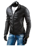 Pánská kožená bunda černá TX3247 Pánská kožená bunda černá TX3247