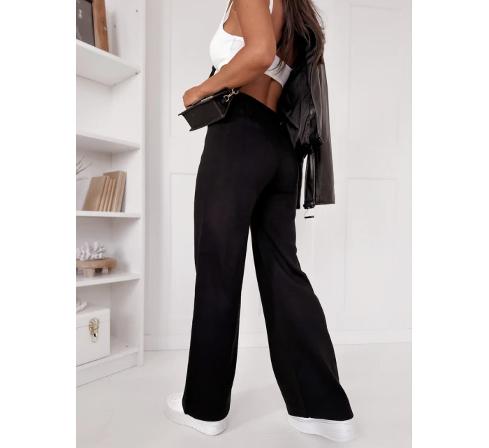Dámské kalhoty se širokými nohavicemi LAKELIFE black FashionStreet UY1688