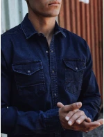 Pánská tmavě modrá džínová košile FashionStreet DX2587