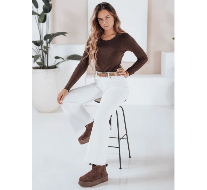Dámský žebrovaný svetr hnědý Dstreet model 21990951 - FashionStreet