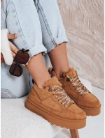 Dámské tenisky s kožešinou na platformě camel FashionStreet ZY1068 Dámské tenisky s kožešinou na platformě camel FashionStreet ZY1068