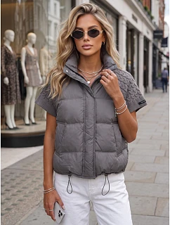 Krótka kamizelka damska pikowana szara model 22341160 - FashionStreet