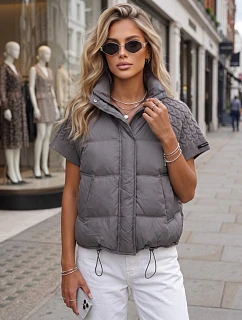 Krótka kamizelka damska pikowana szara model 22341160 - FashionStreet