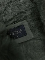 Krátká zimní bunda parka v army barvě s kožešinovou podšívkou model 21247290 - J.STYLE