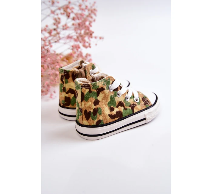 Dětské vysoké tenisky s zipem Béžová a zelená Filemon Dětské vysoké tenisky s zipem Béžová a zelená Filemon