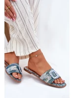 Ploché Dámské Pantofle S Ozdobnou Sponou Modré Clariola Ploché Dámské Pantofle S Ozdobnou Sponou Modré Clariola