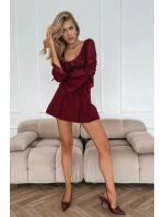 Lakované lodičky na podpatku s mašličkou bordó Olvena