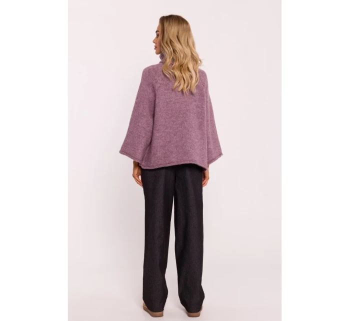 M822 Trapézový svetr s rolákem - heather