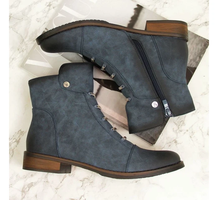 Dámské boty s ozdobami zateplené modré Jezzi Dámské boty s ozdobami zateplené modré Jezzi