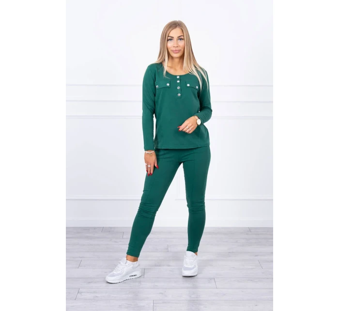 Sada s knoflíkovým výstřihem zelené barvy Sada s knoflíkovým výstřihem zelené barvy