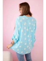 model 21911560 dámská halenka s květinovým vzorem, dlouhými rukávy a knoflíky Mátová - K-Fashion