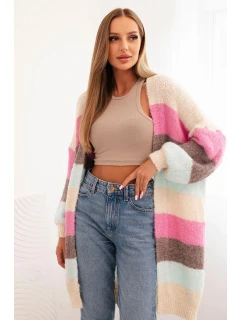 Dámský cardigan s vlnou v  béžový model 21264650 - K-Fashion