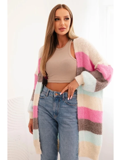 Dámský cardigan s vlnou v  béžový model 21264650 - K-Fashion