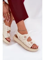 Dámské sandály s ozdobnými detaily na suchý zip béžové model 21688002 - Boto