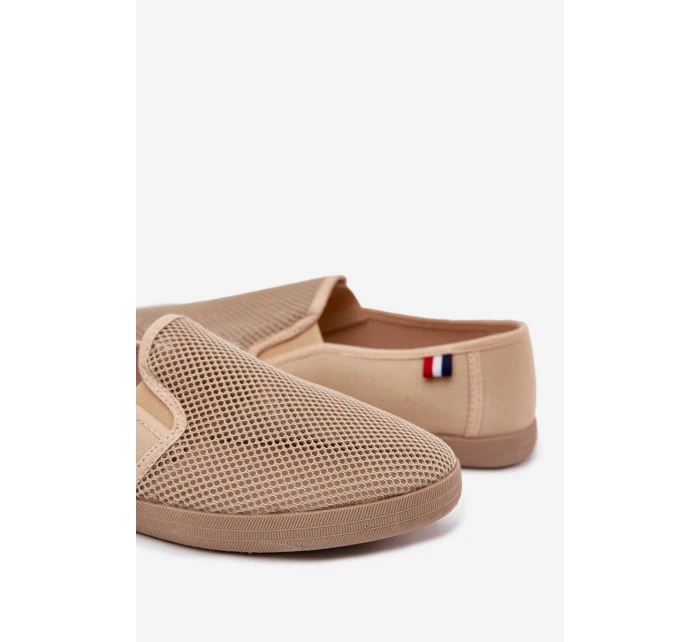 Pánské Děrované Tenisky Béžové Koboru Pánské Děrované Tenisky Béžové Koboru