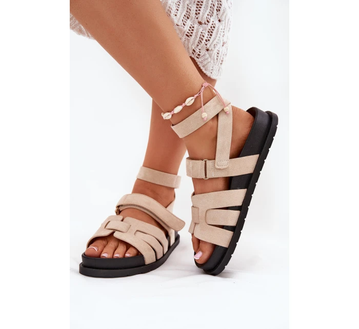 Eko Semišové Sandály Dámské S Béžové model 21699103 - Boto Eko Semišové Sandály Dámské S Béžové model 21699103 - Boto