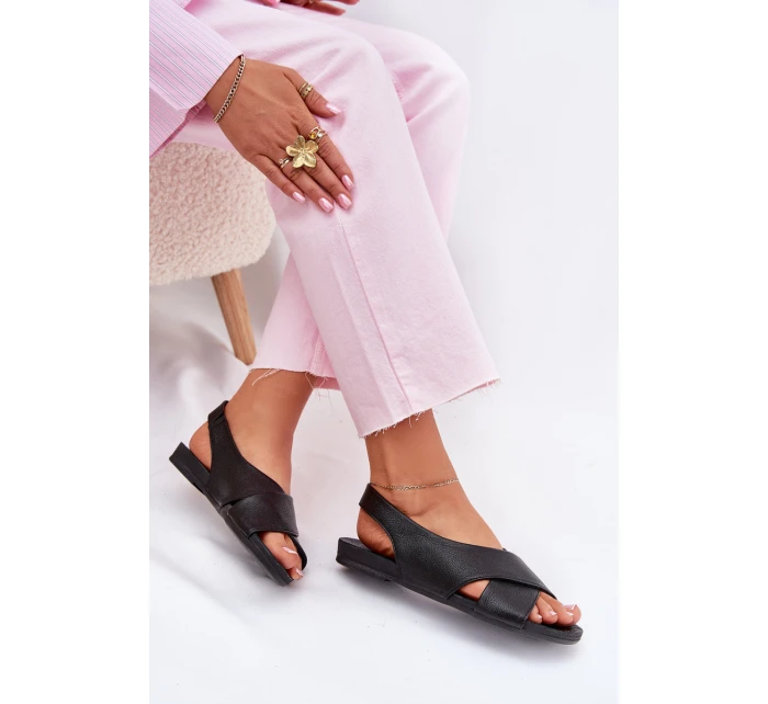Dámské kožené sandály černé model 21701814 - Zazoo