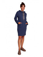 model 18004352 Šaty s vysokým límcem a leopardím vzorem modré - BeWear