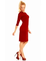 Společenské šaty ZOFIA zdobené falešným límečkem středně dlouhé bordó - Bordó - Lental