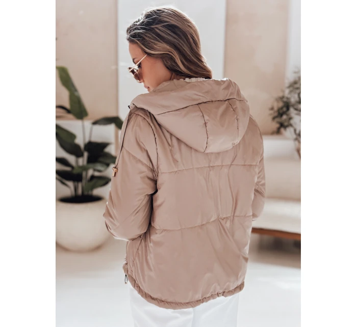 Dámská prošívaná bunda s kapucí ARON camel FashionStreet TY4398