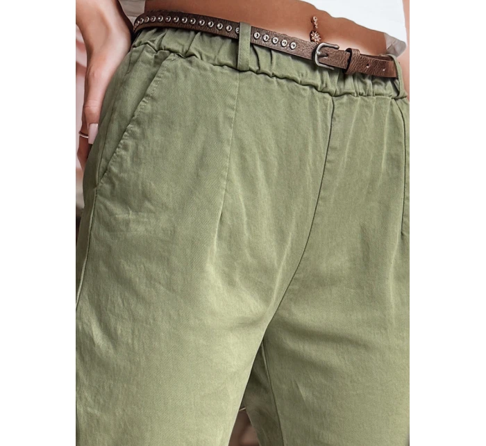 Dámské kalhoty chinos s páskem RELCIX khaki FashionStreet UY2582