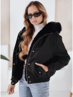 Dámská zimní bunda krátká s kožešinou černá model 21991168 - Dstreet