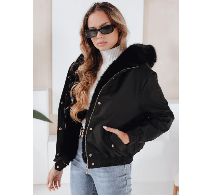 Dámská zimní bunda VESSADA krátká s kožešinou černá FashionStreet TY5059