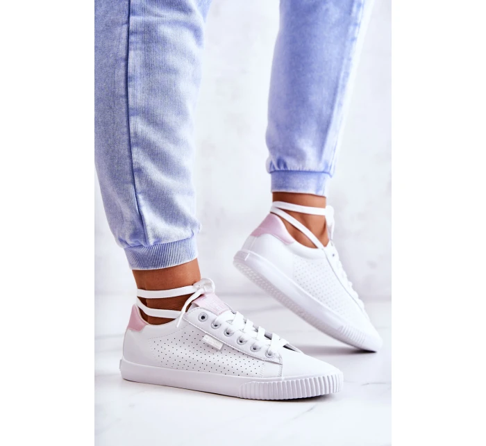 Dámské Kožené Tenisky BIG STAR HH274073 Bile-Růžové