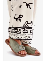 Ploché sandály se zdobením zelené model 21685707 - Boto Ploché sandály se zdobením zelené model 21685707 - Boto