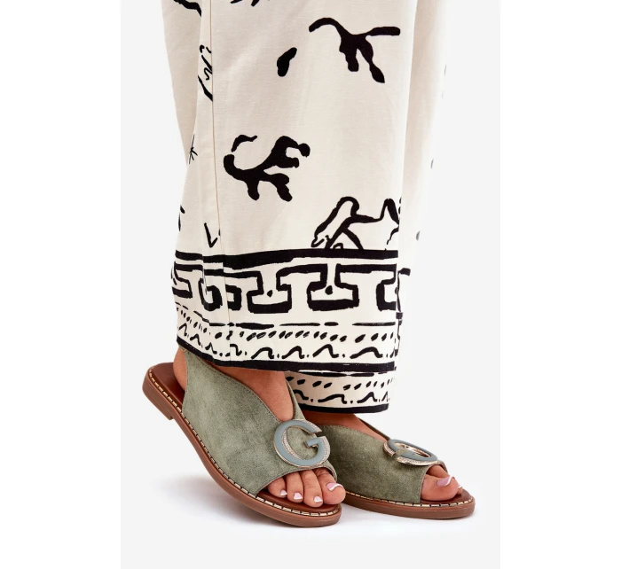 Ploché sandály se zdobením zelené model 21685707 - Boto Ploché sandály se zdobením zelené model 21685707 - Boto