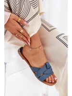 Ploché Dámské Sandály S Proplétajícími Se Pásky Džínové Selaenor Ploché Dámské Sandály S Proplétajícími Se Pásky Džínové Selaenor