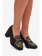 Dámské polobotky na podpatku s a zlatým detailem model 21709852 - Boto