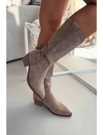 Kozačky Kovbojky Dámské Khaki model 21821835 - Boto Kozačky Kovbojky Dámské Khaki model 21821835 - Boto