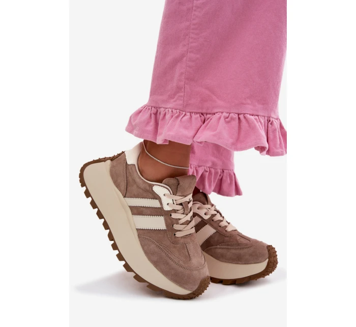 z semiše na masivní platformě  Béžové model 22031733 - D&A